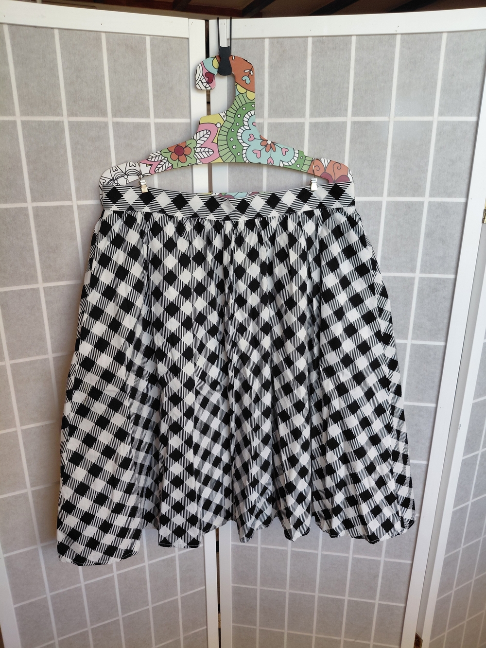 Modcloth Black and White Gingham Circle Skirt